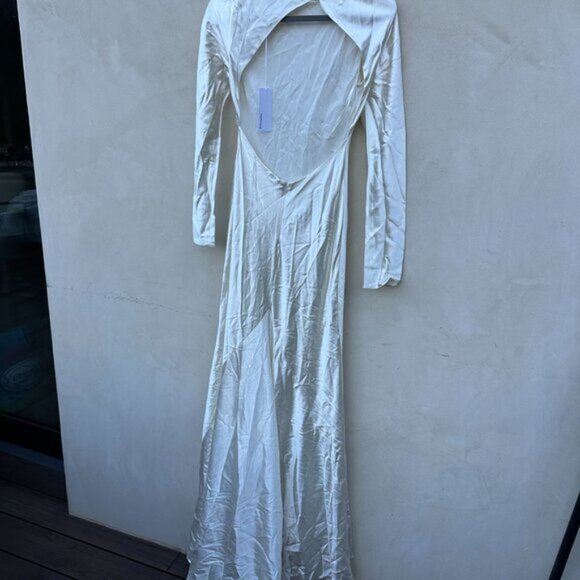 NWT Reformation Adwen Bridal Long Gown Ivory A-line Skirt w/ Train Open Back - Picture 7 of 7